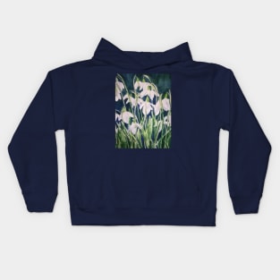 Snowdrops watercolour painting Kids Hoodie